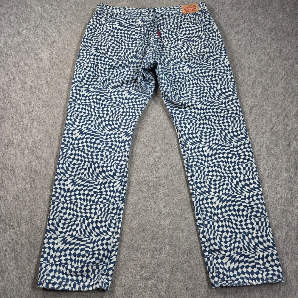 Levis 501 Original Fit Jeans 31x29 Blue White Warped Checkerboard Print